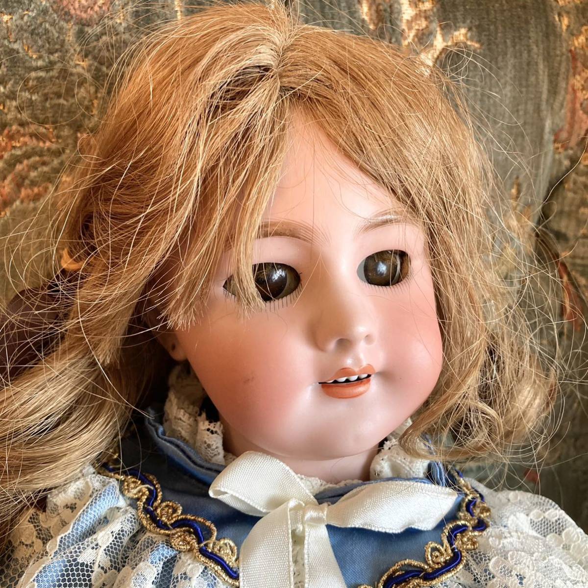 DEPジュモー アンティーク ビスクドール フランス人形 人毛ウィッグ ドレス べべジュモー 56cm 骨董品 西洋人形 