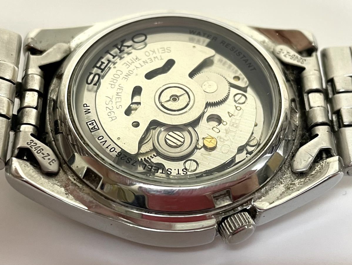 SEIKO セイコー 5 自動巻き 21石 7S26-01V0 緑文字盤 裏スケ