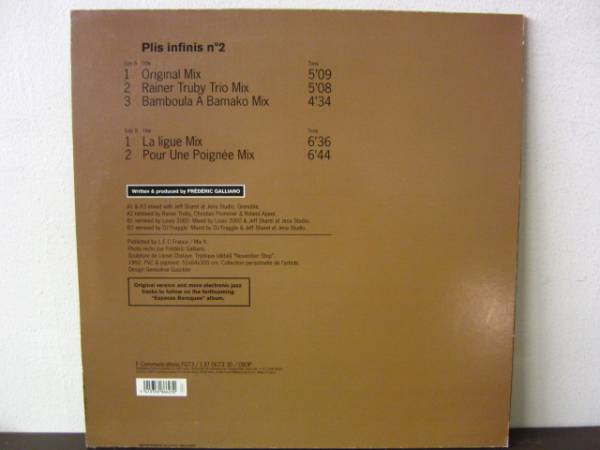 12inch FREDERIC GALLIANO / Plis Infinis No2 roiner truby louis 2000 & dj fraggle remix 5枚以上で送料無料_画像2