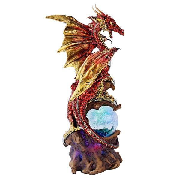 光るオーブを守護するドラゴン　インテリア置物彫刻オブジェフィギュア雑貨小物ファンタジーモンスターゴシック西洋竜ホームデコ_画像1