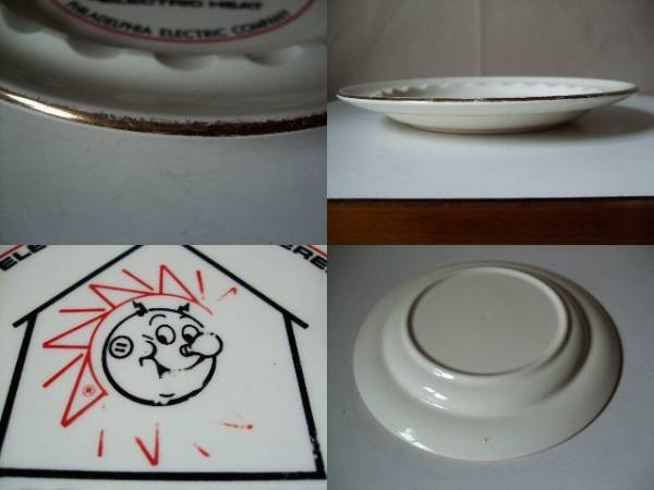 1950s Vintage Reddy Kilowatt Ceramic Ashtray / レディーキロワット　陶器製　灰皿　キズあり　ビンテージ　US企業物　非売品　米国製_1950s Vintage Reddy Kilowatt Ceramic Ash