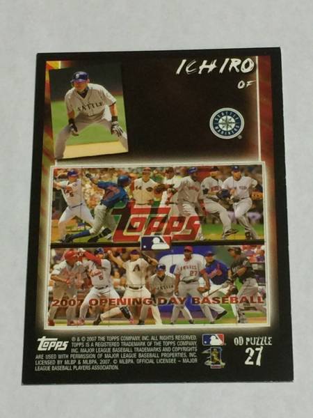 イチロー ICHIRO 2007 TOPPS OPENING DAY PUZZLE インサートカード INSERT オリックス MARINERS_画像1