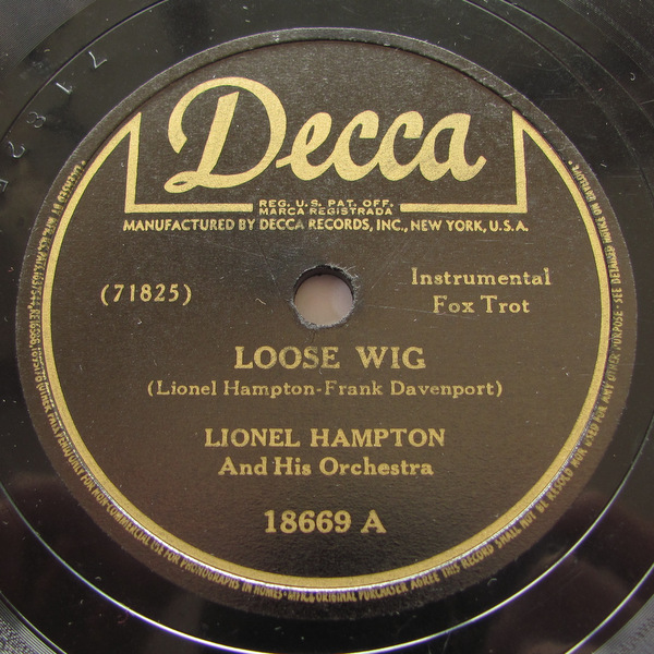 78rpm SP запись Lionel Hampton Decca 18669 Loose Wig / Overtimela Io фланель * Hampton 