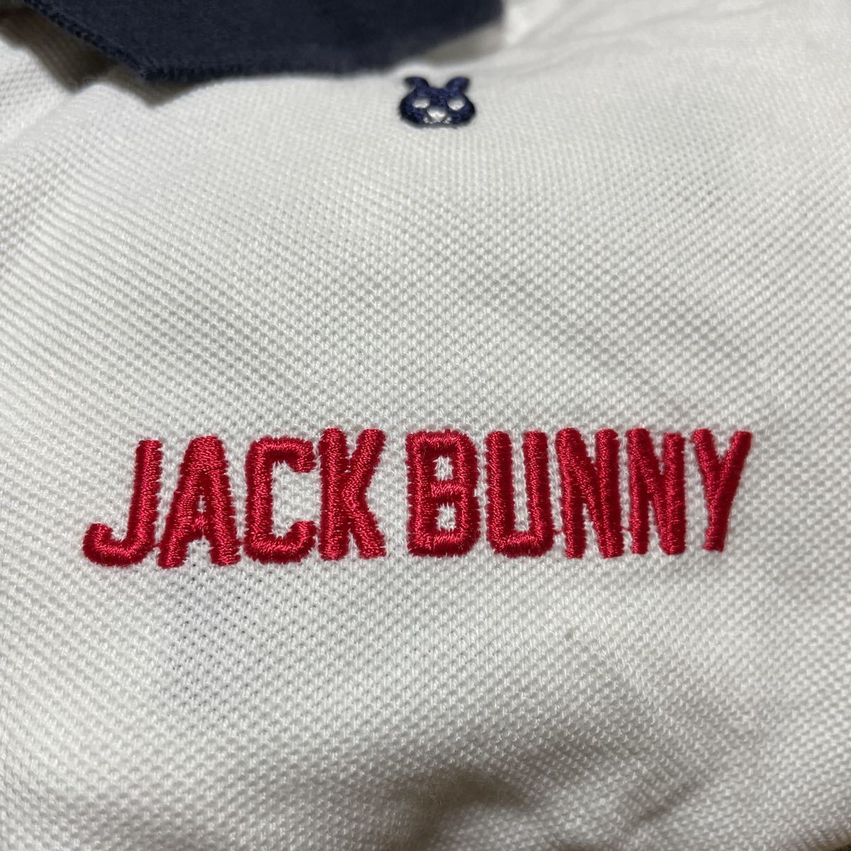 JACK BUNNY by PEARLY GATES ジャックバニー パーリーゲイツ ロゴ刺繍 総柄 バニー刺繍 ポロシャツ ホワイト 4_画像4