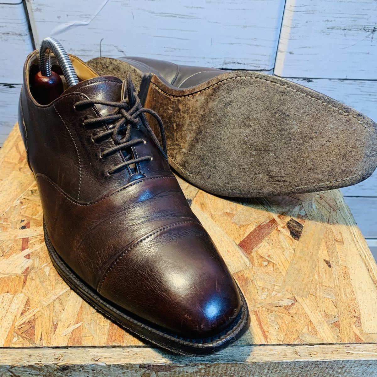 849) 高級革靴CHEANEY チーニー　UNITED ARROWS ユナイテッドアローズ別注ストレートチップ ブラウン UK 7サイズ 25.0-25.5cm相当_画像5