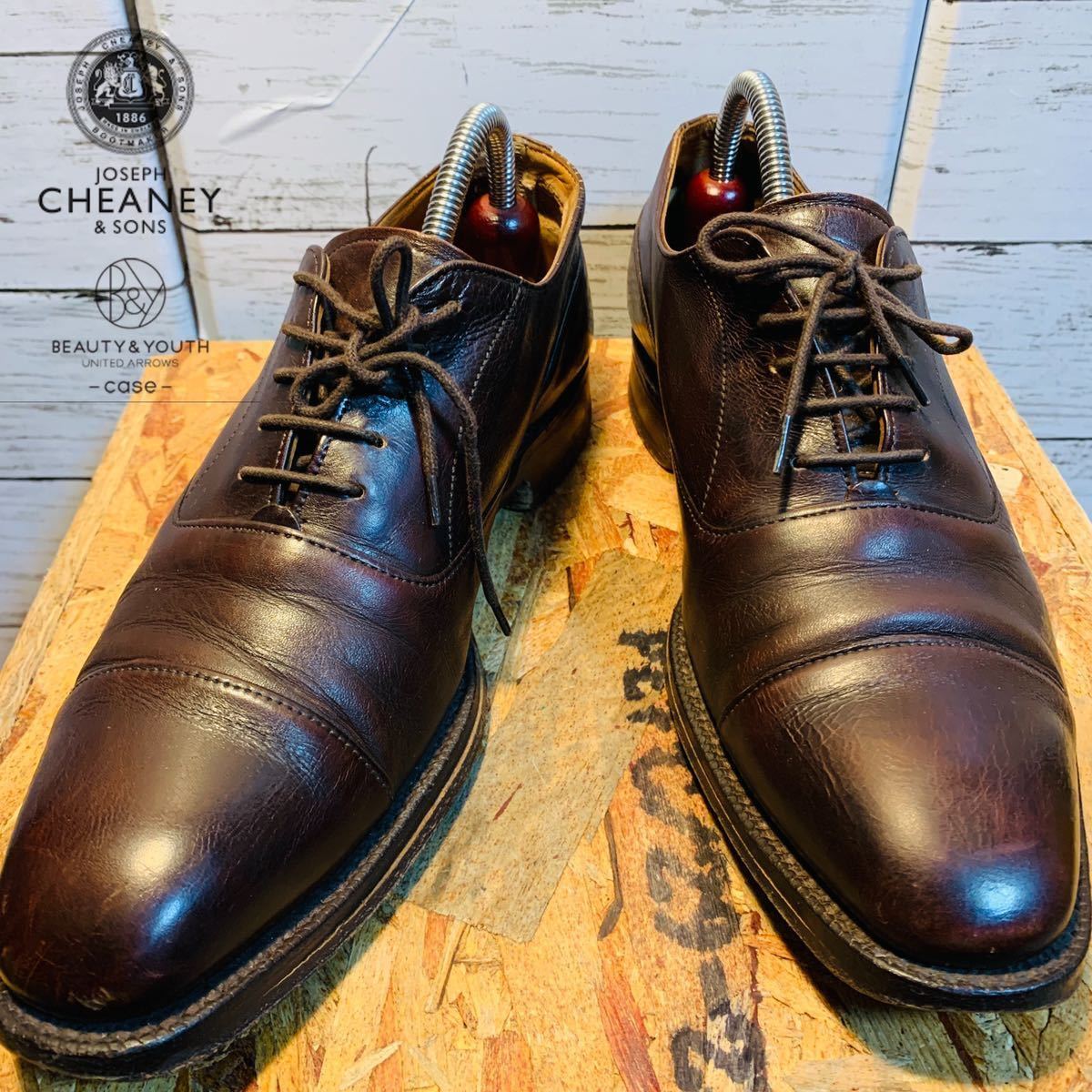 849) 高級革靴CHEANEY チーニー　UNITED ARROWS ユナイテッドアローズ別注ストレートチップ ブラウン UK 7サイズ 25.0-25.5cm相当_画像1