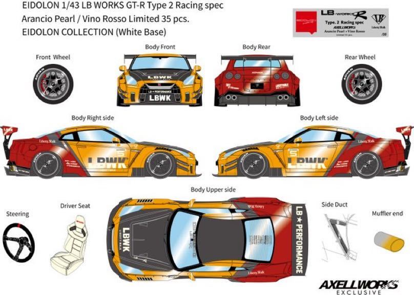 ☆シークレットモデル☆ 1/43 AXELLWORKS LB WORKS GT-R R35 Type2