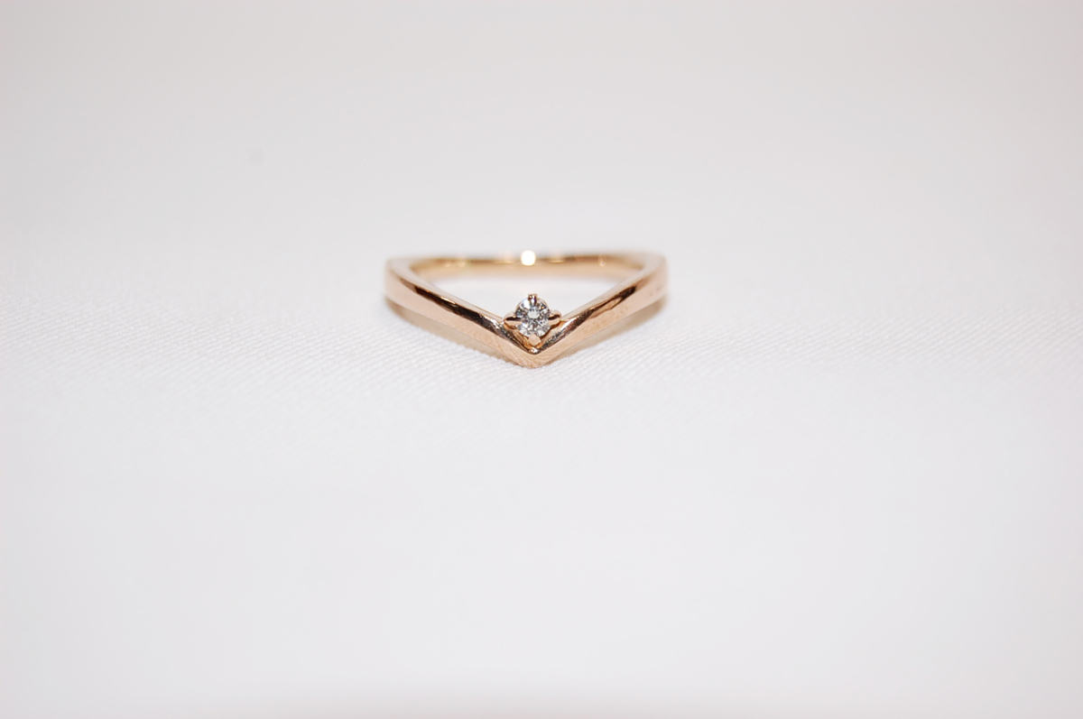 ４℃　ヨンドシー　K１８　ピンクゴールド　ダイヤモンド　リング　指輪　サイズ約８号　【中古】【当日発送】