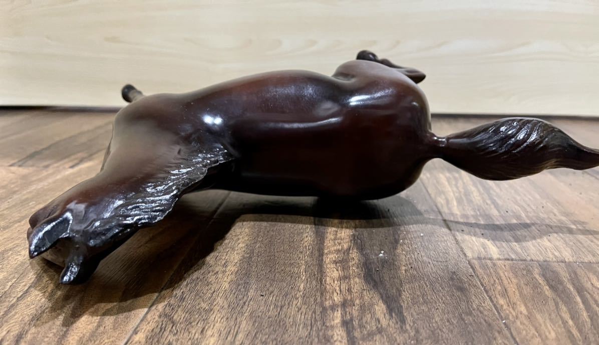 馬置物_オブジェ_『永』在銘_古銅製_細密彫刻 馬置物_オブジェ_『永』在銘_古銅製_細密彫刻