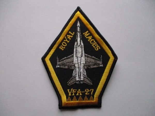 【送料無料】アメリカ海軍 VFA-27パッチ刺繍ワッペン/ROYAL MACES F/A-18Eエアフォース米軍ミリタリーUSAアメリカ軍U.S. Army M20_画像1