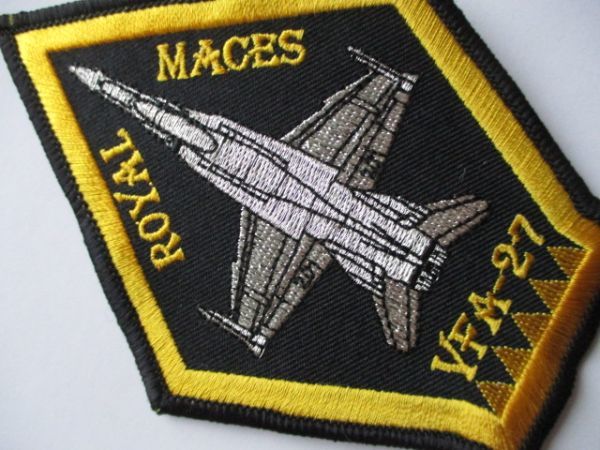 【送料無料】アメリカ海軍 VFA-27パッチ刺繍ワッペン/ROYAL MACES F/A-18Eエアフォース米軍ミリタリーUSAアメリカ軍U.S. Army M20_画像2