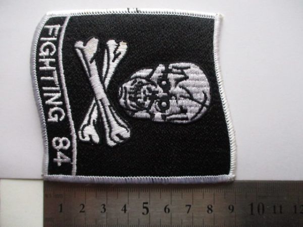 【送料無料】アメリカ海軍FIGHTING 84第84戦闘飛行隊VF-84パッチ刺繍ワッペン/D骸骨スカル&トップガン骨USN米軍NAVYトムキャットARMY M22の画像9