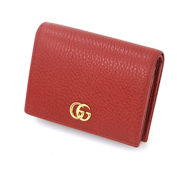 グッチ GUCCI GGマーモント レッド レザー ミニウォレット 807468493