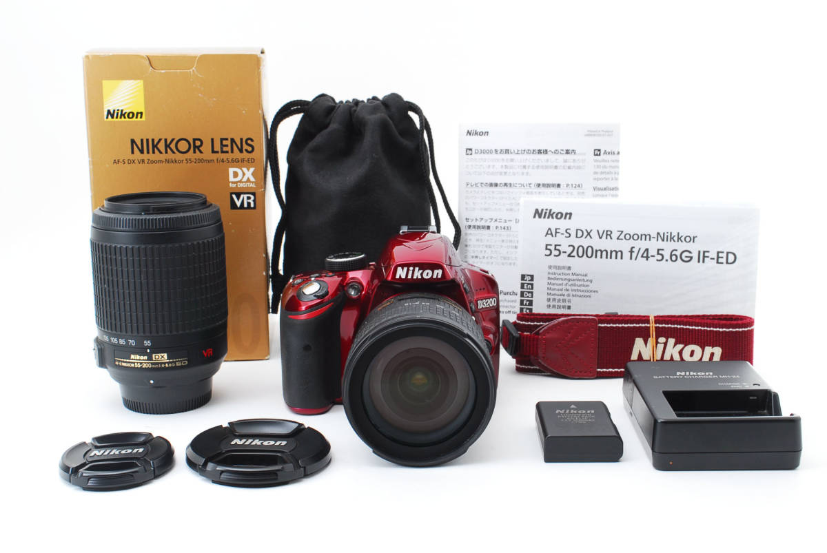 ショット数 460回】 Nikon D3200 RED Body + AF-S NIKKOR 18-70mm F