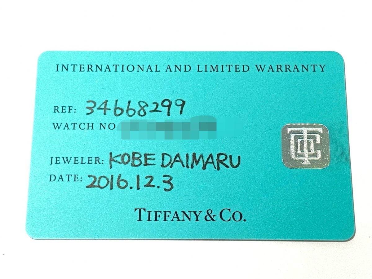 TIFFANY&Co. ティファニー 34668299 メンズ 腕時計 自動巻き 裏スケ ワランティ有 シンプル SS AT 動作品 紺色系文字盤 中古 _画像9