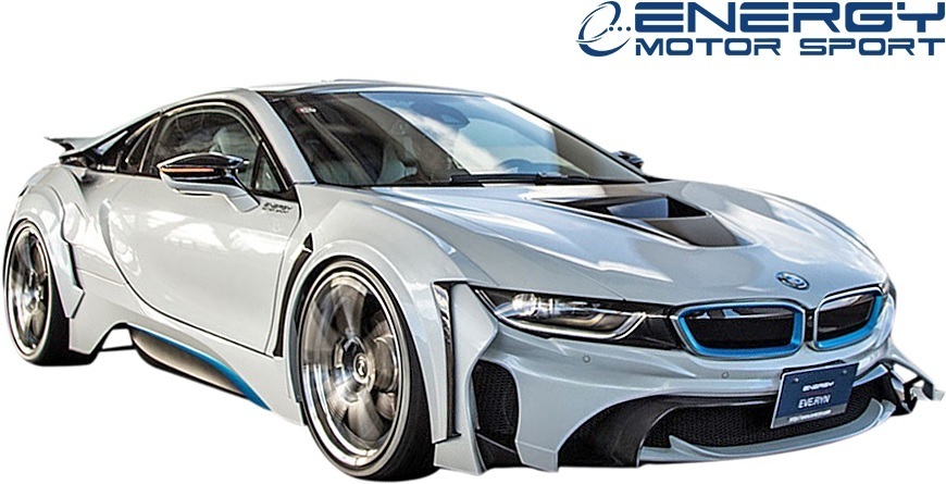 【M's】BMW i8 I12/I15 (2014y-) ENERGY MOTOR SPORT スタンダードエディション オーバーフェンダー 4PCS ／ FRP エナジーモータースポーツ_※ CARBON＋FRP製のサンプル画像。