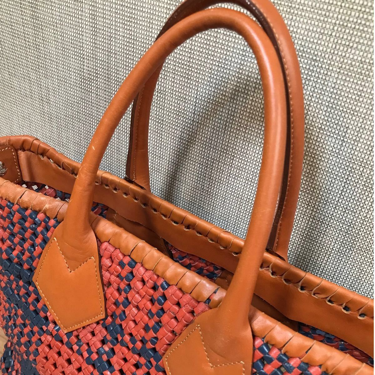 セール特価 Vivienne 初期 オールレザートートバッグ/編み込みデザイン