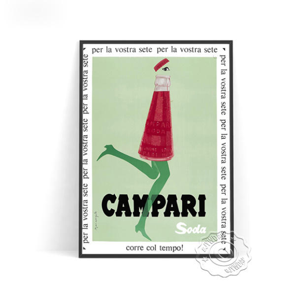 【最安保証】C1545 カンパリソーダ　CAMPARI　ビンテージ モダン キャンバスアートポスター 50×70cm 海外製 枠なし _画像1