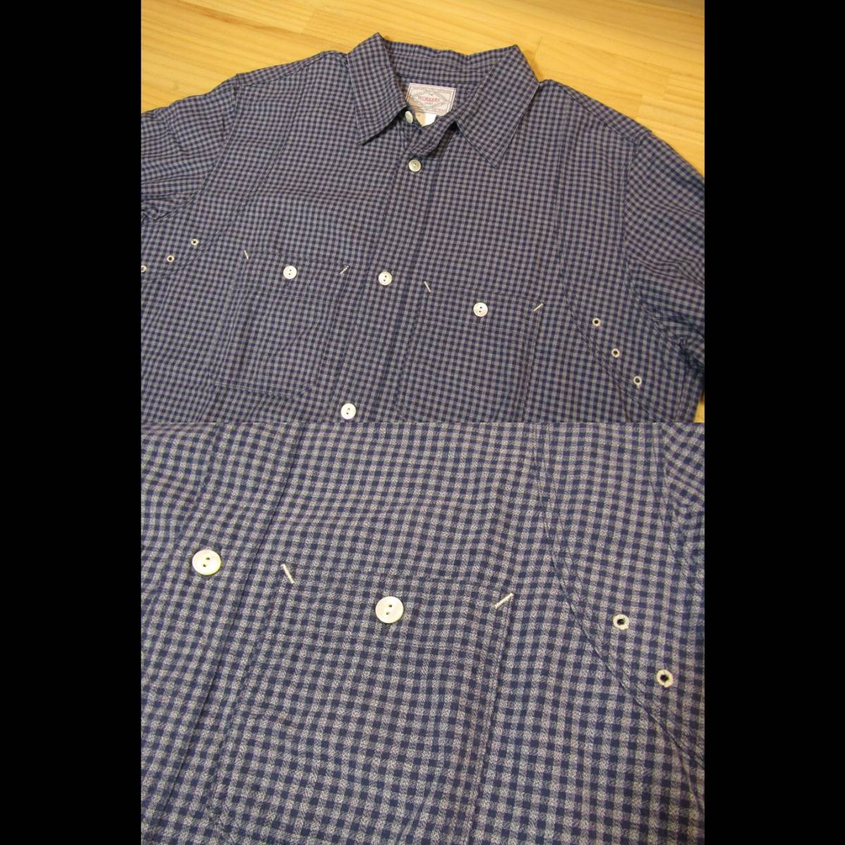 Y送料無料△378【WORKERS ワーカーズ】日本製 MFG SHIRT COVERT CHECK 長袖 ワークシャツ ブルー系 SIZE 16 1/2 定価16,500円_画像6