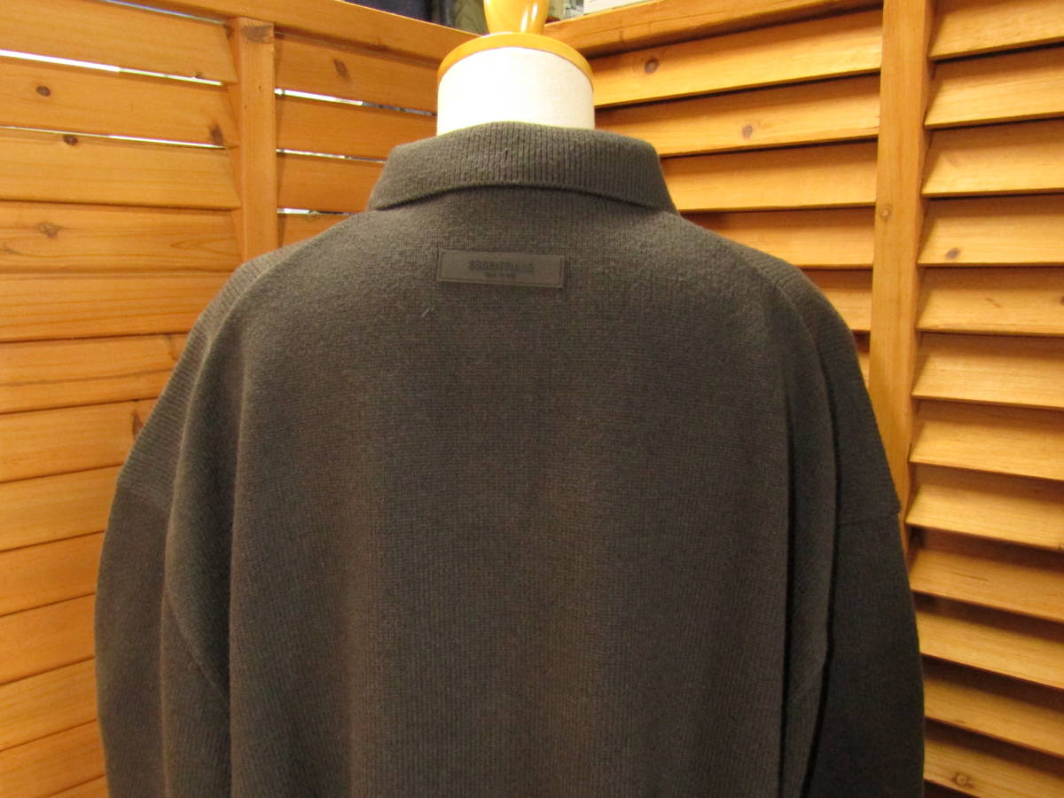 Y送料無料△290【ESSENTIALS FEAR OF GOD エッセンシャルズ】タグ 袋付 LS Polo Iron 1977 長袖 ニット ポロシャツ フレー系 SIZE M_画像5