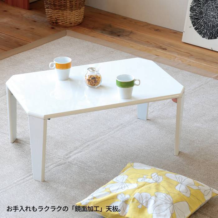 折りたたみテーブル 90幅 テーブル 鏡面 折り畳み ホワイト M5-MGKNG5017WH_画像4