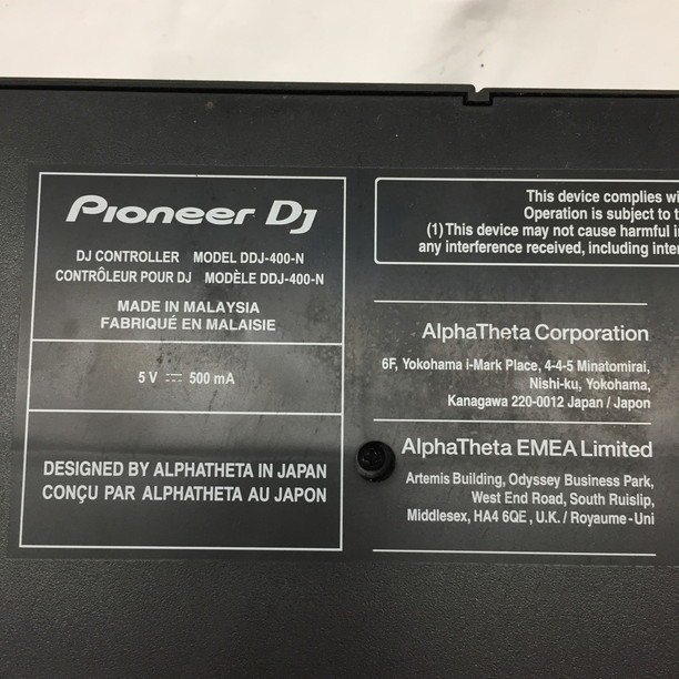 【1590641】Pioneer DDJ-400 DJコントローラー rekordbox　通電確認済み_画像9