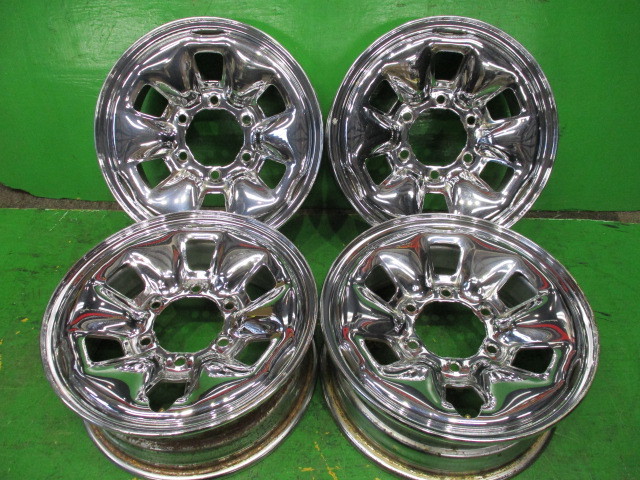 トヨタ/100系/ハイエース/純正 15インチ6J+30 6H/139.7 メッキ/スチール/鉄チン/中古/4本/車検用/スタッドレス用/純正流用/HIACE