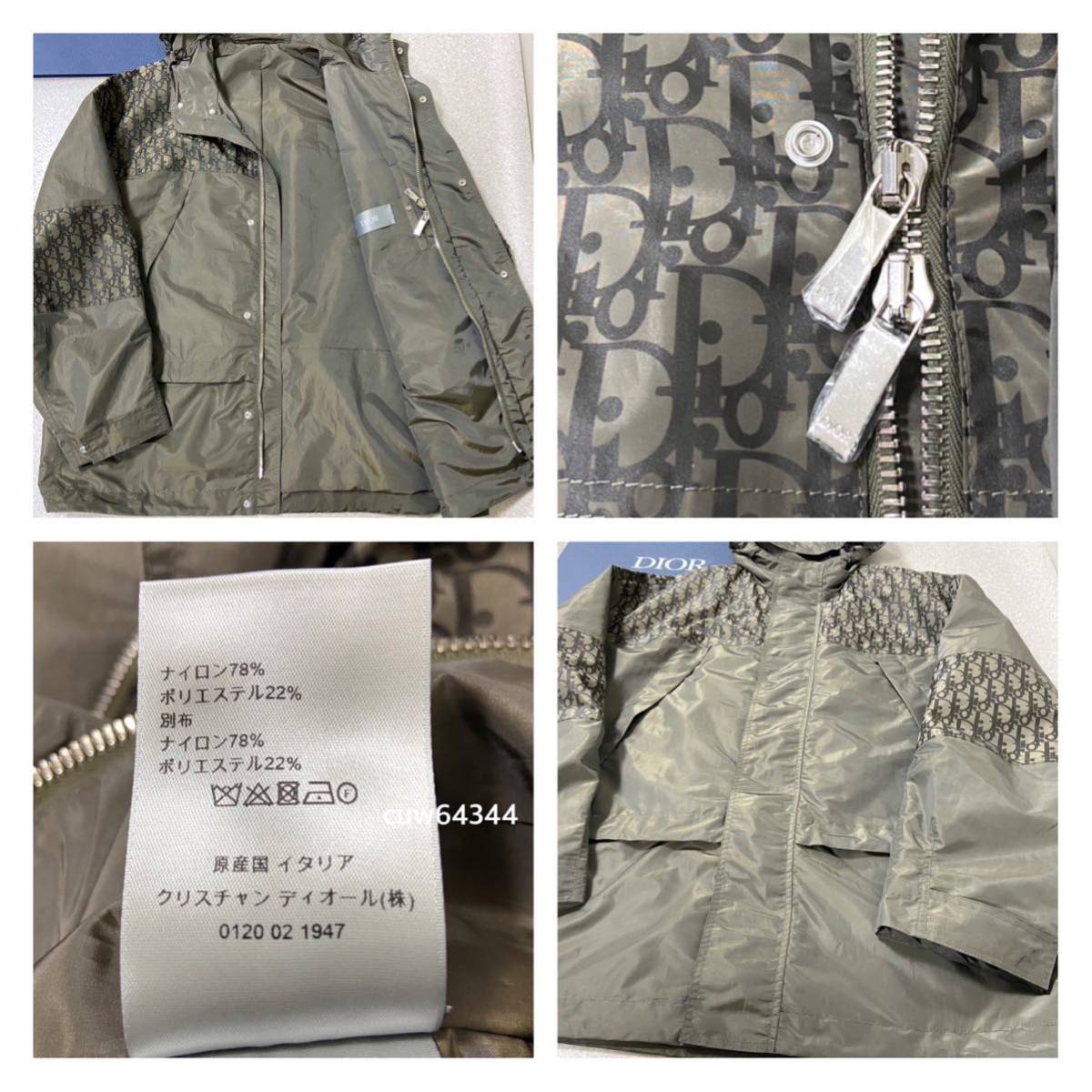 国内正規品 21AW 48 XL対応 未使用同様 ディオール オブリーク ナイロンブルゾン ハーフコート レシート・ 純正ハンガー・ガーメント・タグ_画像4