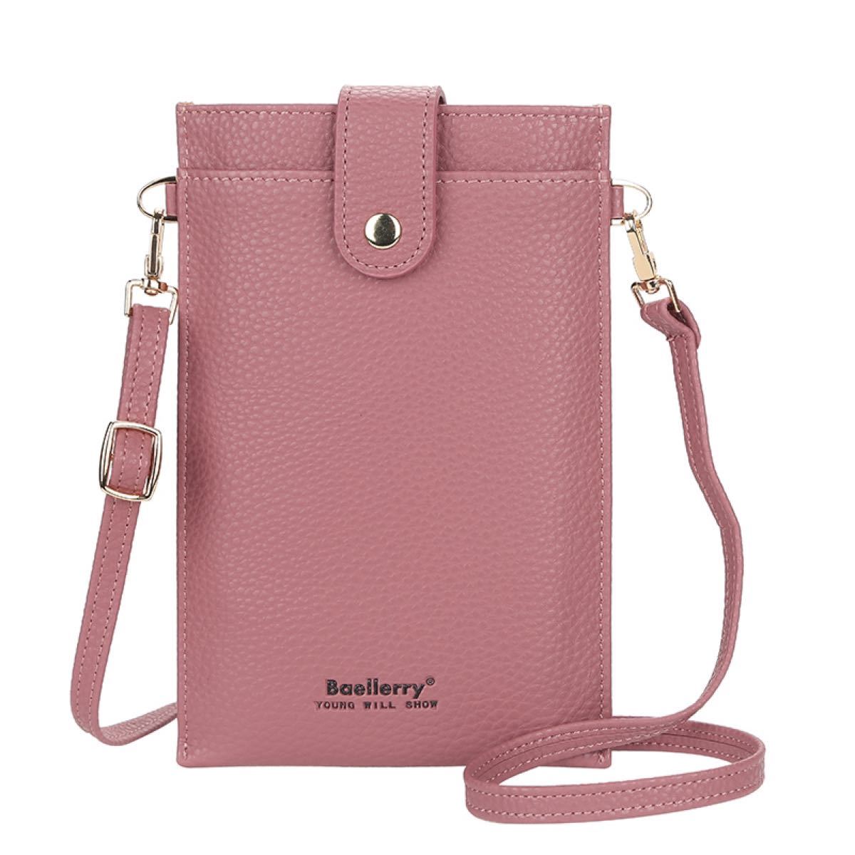 新品 上品な色　ショルダーバッグ　スマホポーチ マルチバッグ　お財布ポシェット 肩掛け　携帯ケース　ミニバッグ |濃PINK