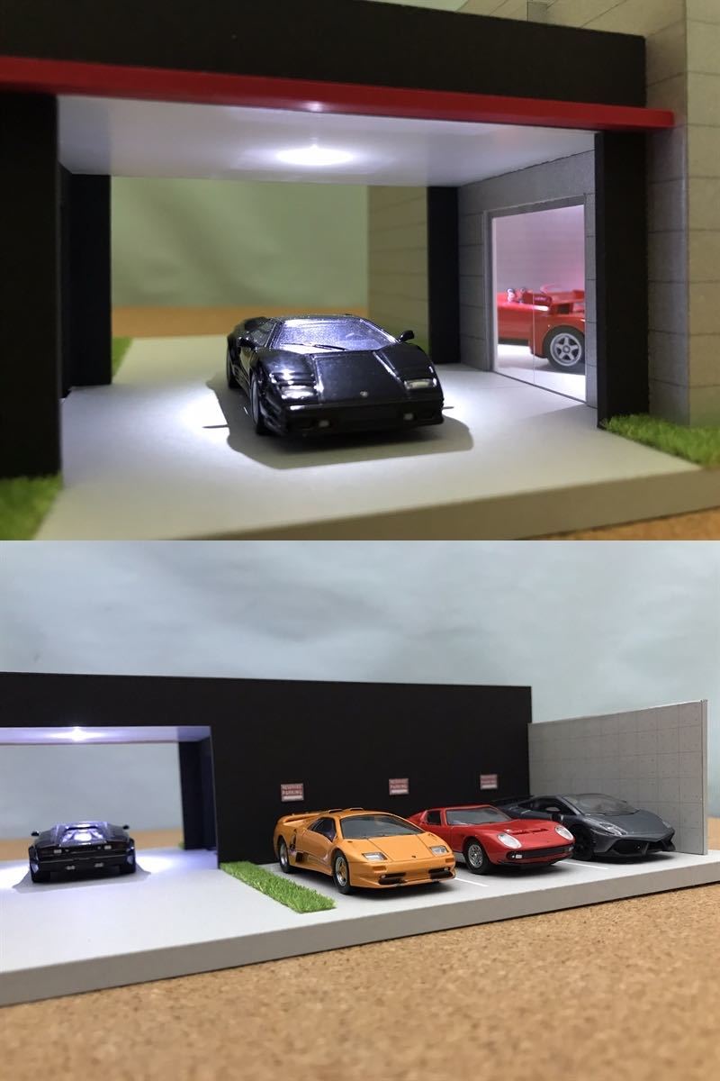 ミニカー専用ジオラマ:1/64 カーディーラーⅠ(ブラック&シルバー