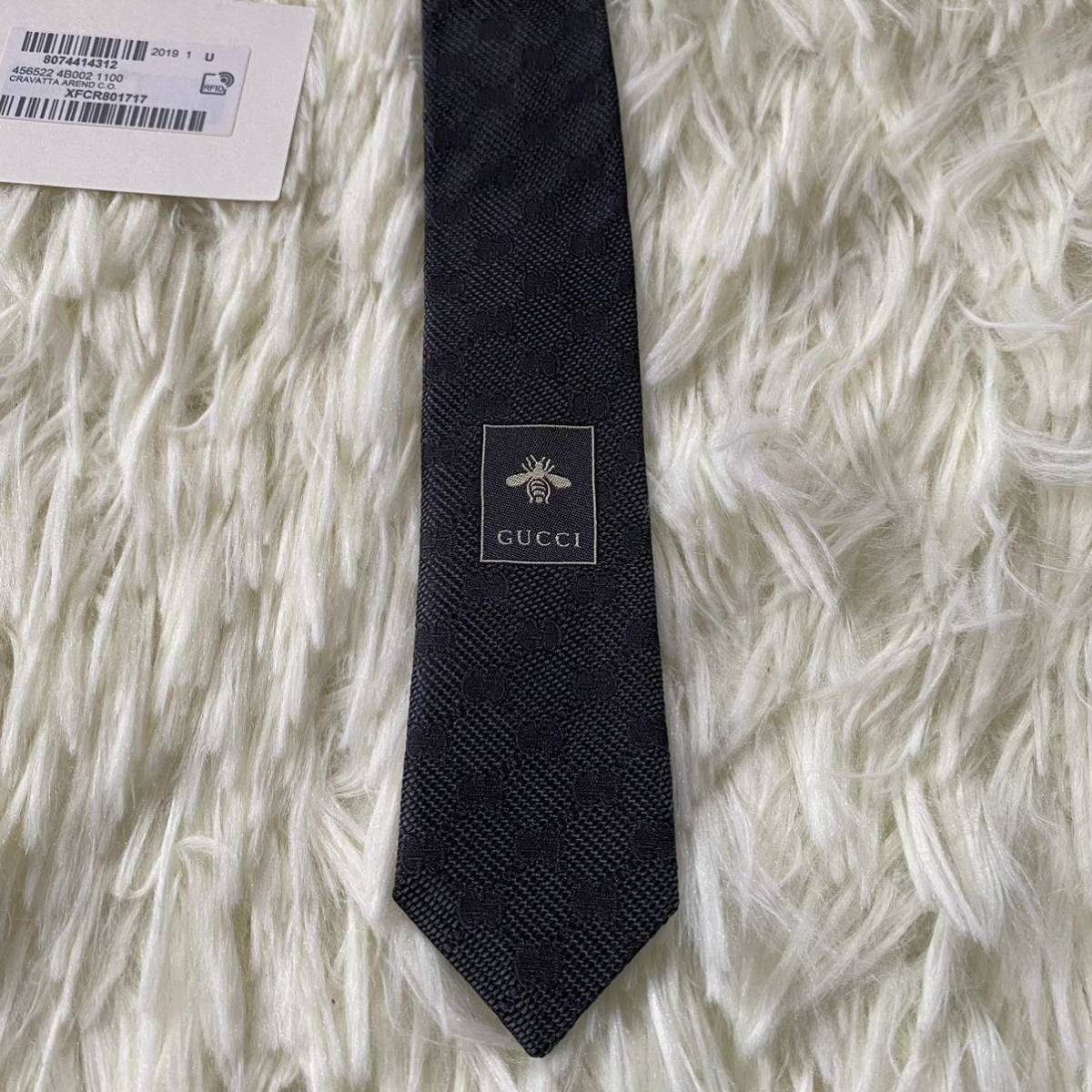 未使用 タグ付】GUCCI グッチ ネクタイ GG柄 ブラック系 イタリア 現行