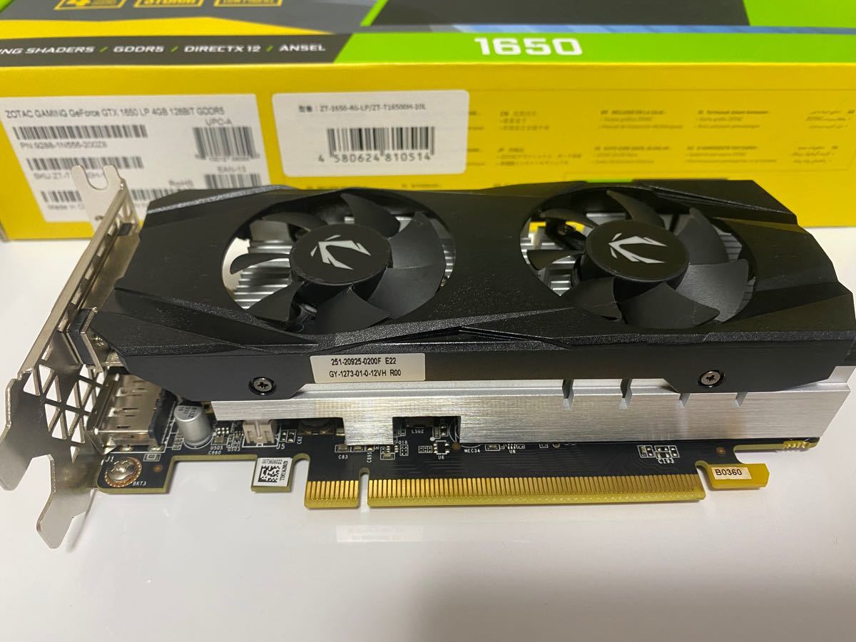 GeForce GTX1650 LP zotac グラフィックボード (型番:ZT-T16500H-10L