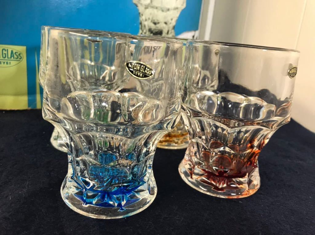 「SEYEIのタンブラー4色：カットガラス」 cola set NEON GLASS 昭和レトロ_画像7