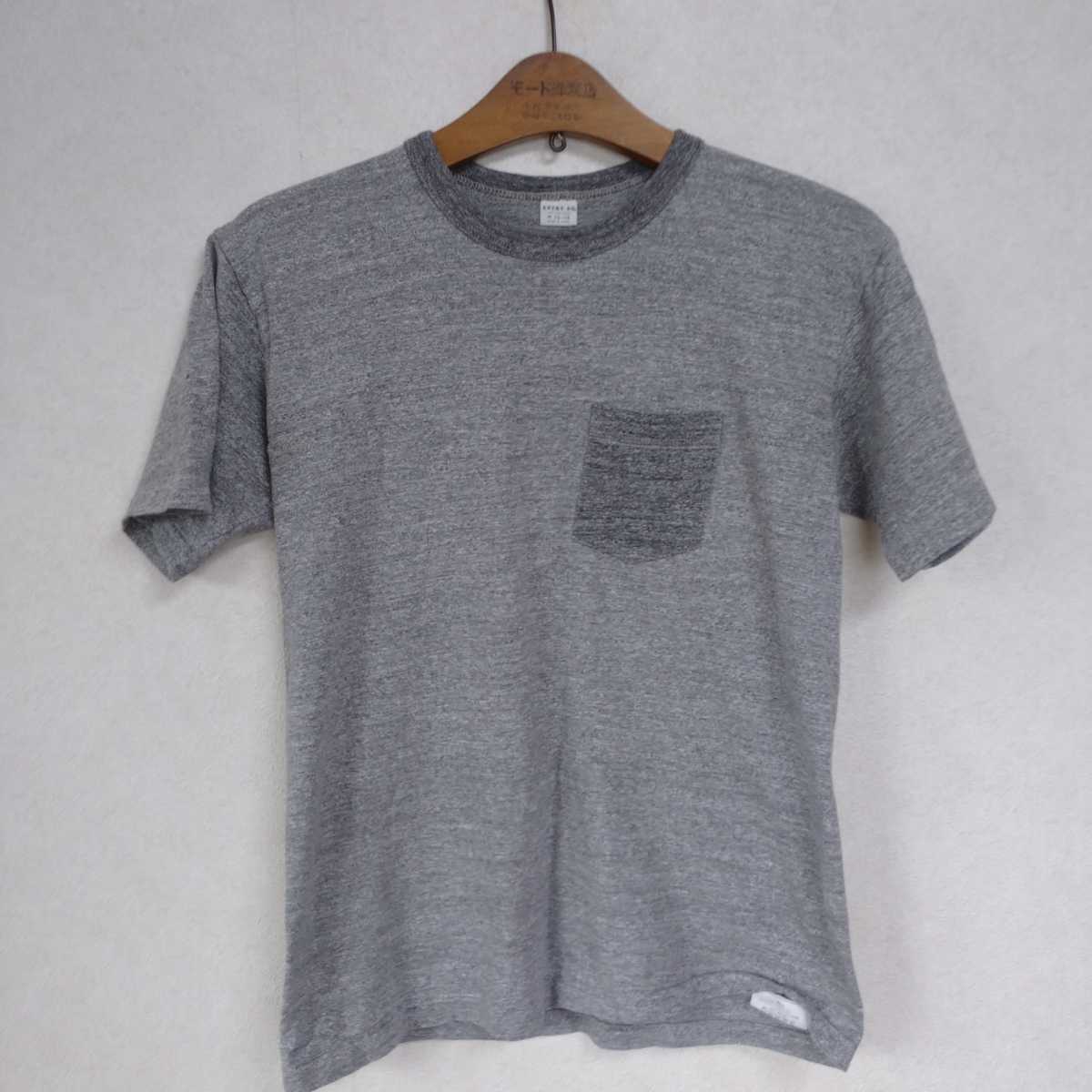 日本製 ENTRY ツートンカラー Tシャツ ポケT グレー M_画像4