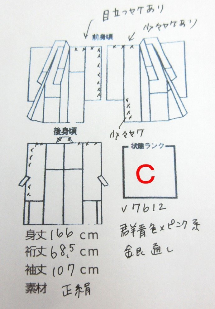 cherry v7612fc 訳あり 振袖コレクション 振袖 単品 群青色xピンク系 ...