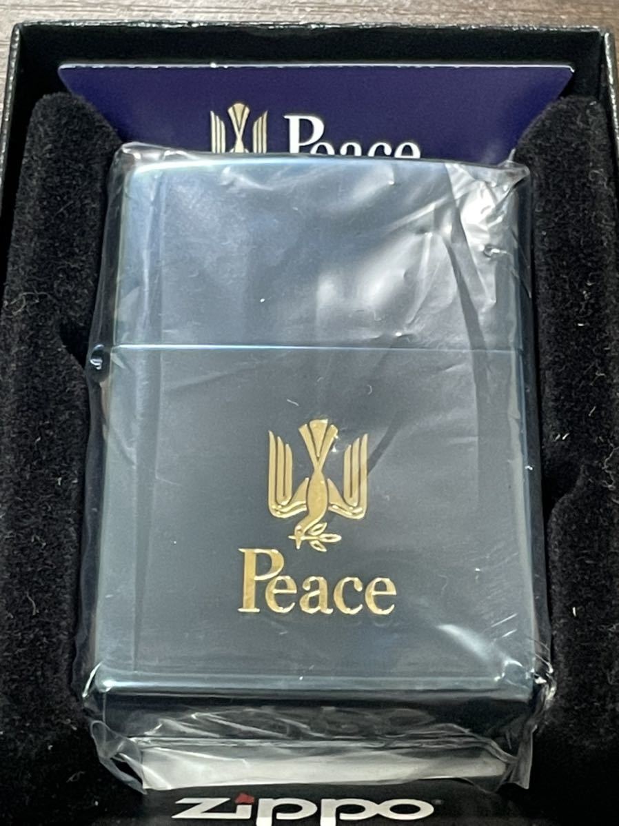 zippo Peace ブルーチタン 限定数 100個 希少 刻印 2面 ゴールド 刻印 