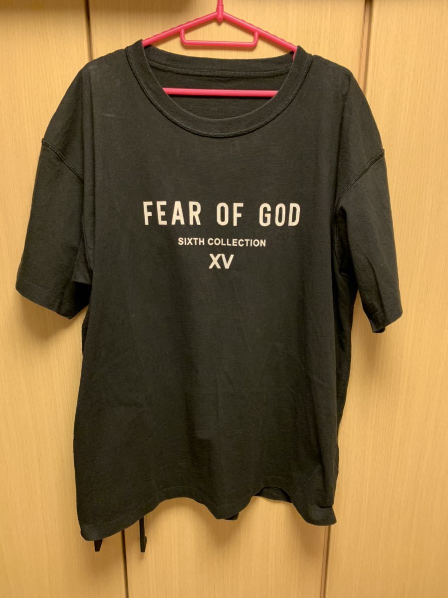 国内正規 限定 19SS FEAR OF GOD フィア オブ ゴッド SIX COLLECTION ロゴ クルーネック Tシャツ 黒 M RN 139190 FG20-007
