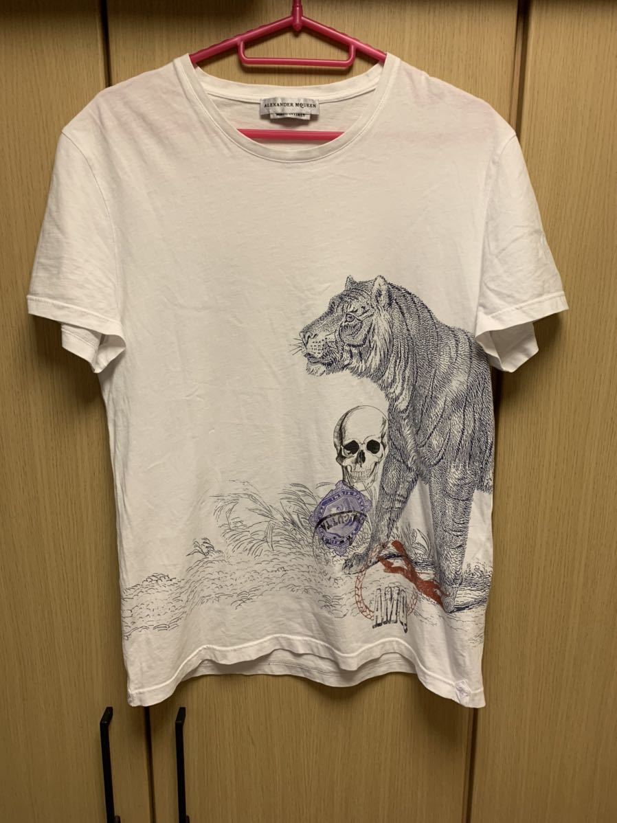 国内正規 ALEXANDER McQUEEN アレキサンダーマックイーン タイガー スカル 虎 骸骨 クルーネック Tシャツ S 63P-01-505-01_画像1