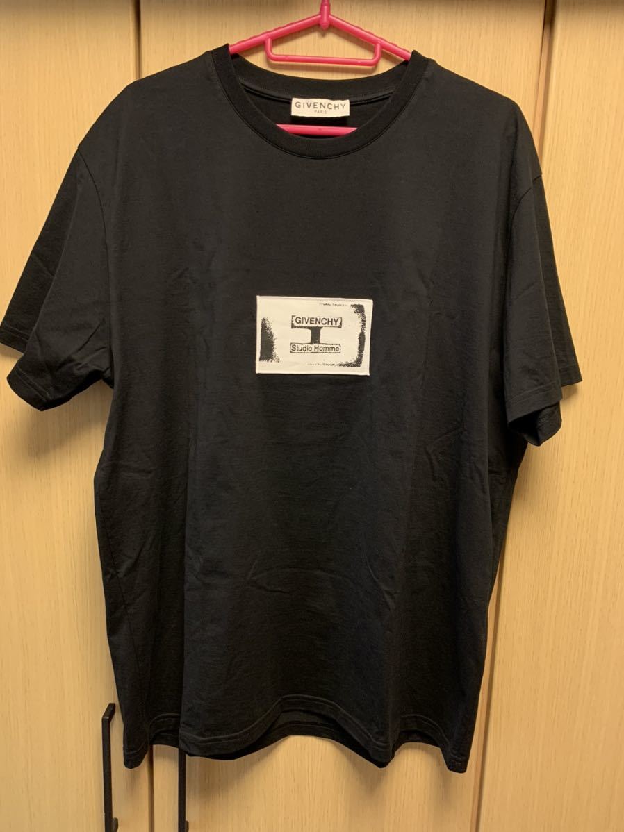 正規 21SS Givenchy ジバンシィ Studio Homme スタジオ オム ロゴ パッチ クルーネック Tシャツ カットソー 黒 M BM70UQ3002_画像1