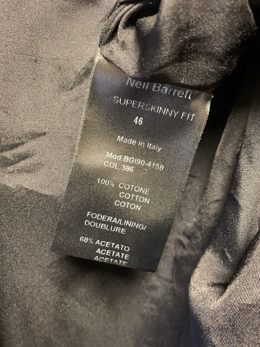 正規 18AW Neil Barrett ニール バレット ジャカード 3B テーラード ジャケット 灰黒 46 アオイタグ付き国内正規品 BGI90 4158_画像6