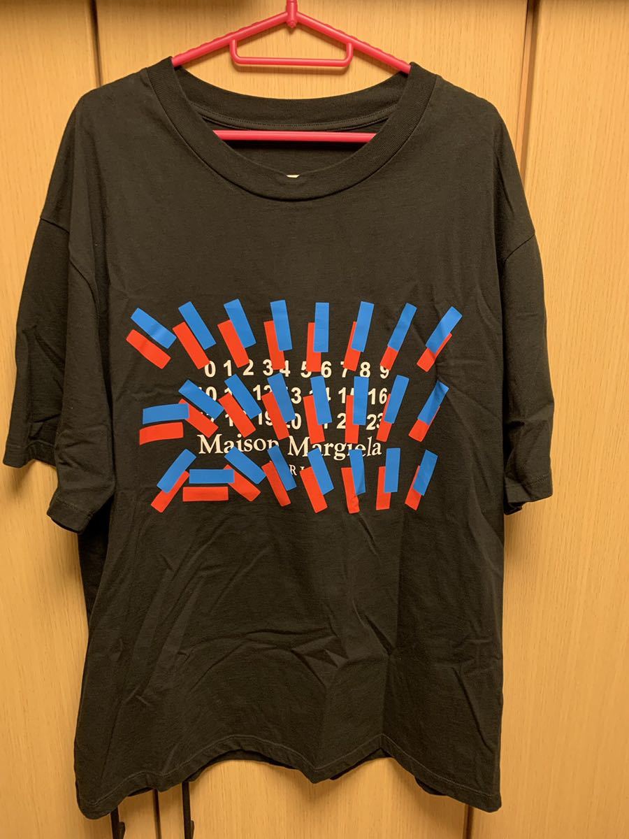 正規 21SS Maison Margiela メゾン マルジェラ カレンダー タグ プリント クルーネック Tシャツ 黒 赤青 46  S30GC0732 S23935