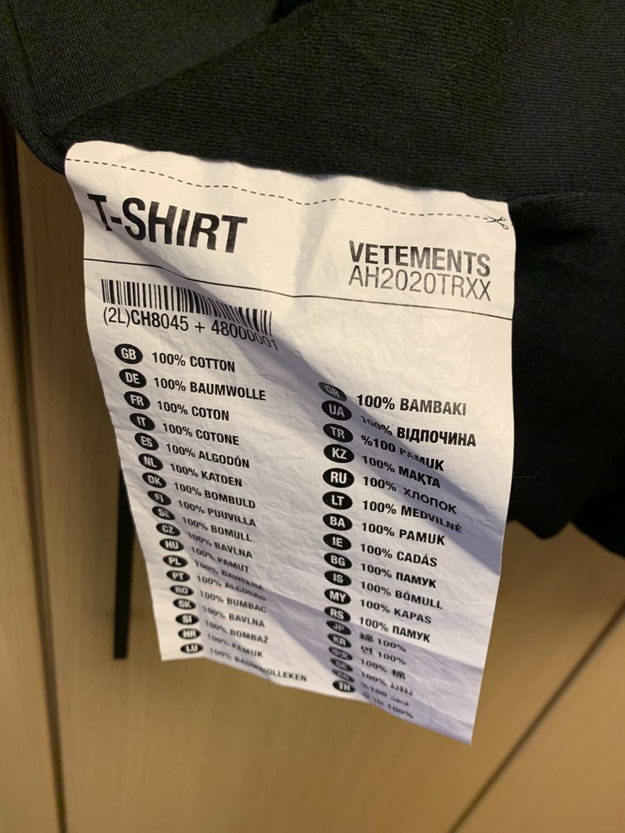 正規 未使用 19AW VETEMENTS ヴェトモン ビッグタグ オーバーサイズ