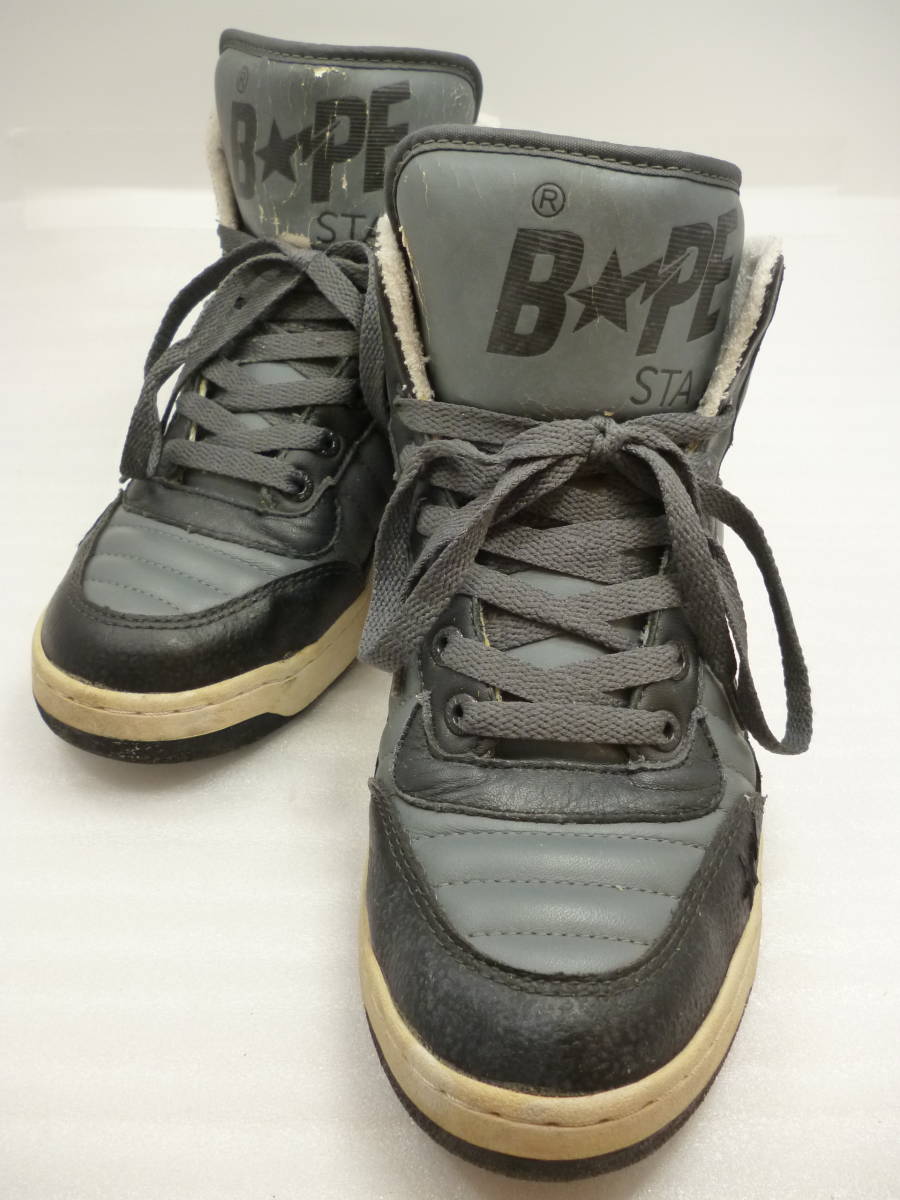 BAPE STA ハイカットスニーカー グレー×黒 サイズ:26.0cm(US8) A