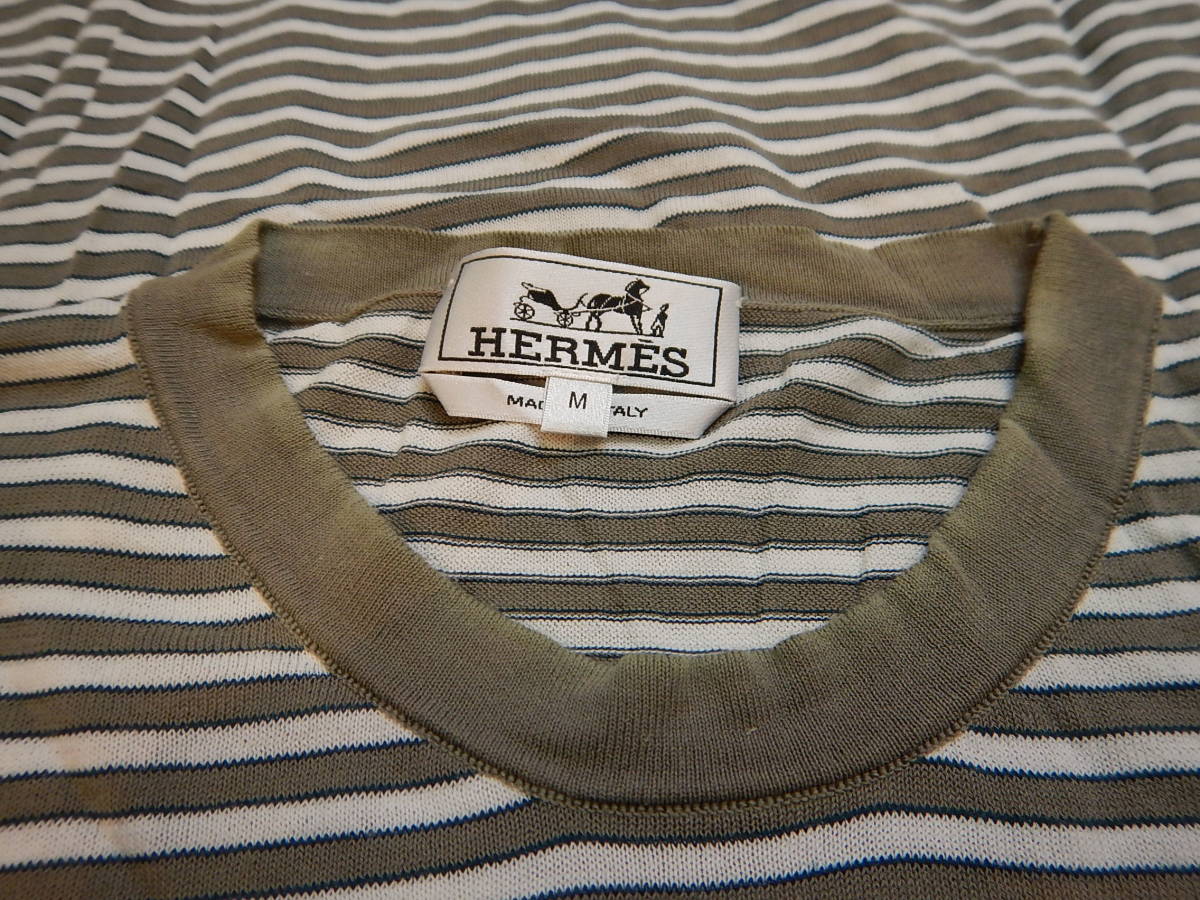 HERMES■コットン■ボーダーカットソー■M■中古_画像8