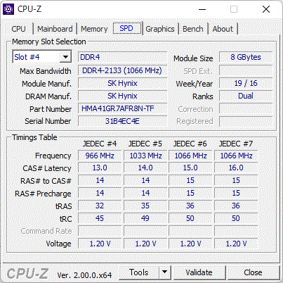 SKhynix DDR4-17000 PC4-2133P 2Rx8 Registered ECC SDRAM RDIMM 8GB