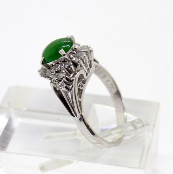 安い購入 中古美品 プラチナ ヒスイ 1.09ct ダイヤ 0.50ct リング 11号