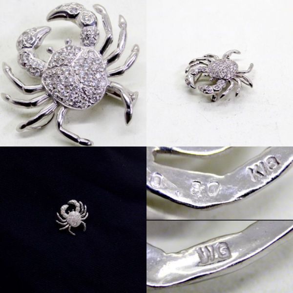 * used beautiful goods *18 gold WG diamond 0.80ct. design brooch . pendant 