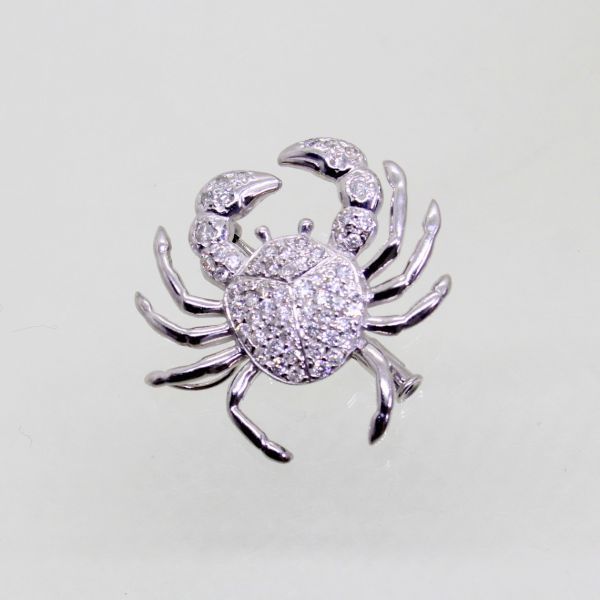 【値下げ】 ◎中古美品◎18金WG ダイヤ 0.80ct 蟹デザイン ブローチ兼ペンダント ダイヤモンド