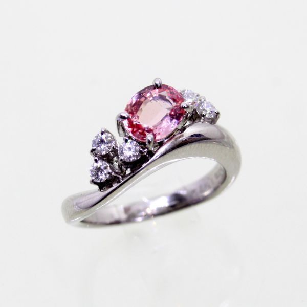 ◎美品◎プラチナ パパラチアサファイア 1.079ct ダイヤ 0.23ct リング