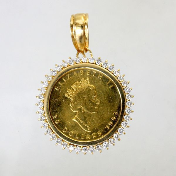 ◎中古美品◎１８金枠　ダイヤ　1.36ｃｔ　2分の1オンス　純金コイン　ペンダント